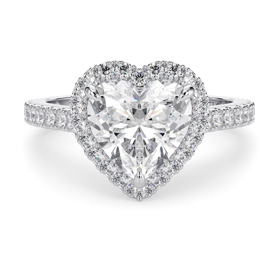 Load image into Gallery viewer, LUCCE Pavé Cathedral Heart Diamond with Halo and Hidden Accents Engagement Ring in Gold or Platinum
