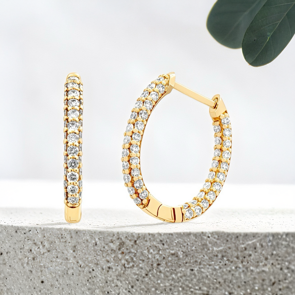 LUCCE MONTEVALLE™ Luxe Hoop Earrings 0.90CTW Lab Diamond 18K Yellow Gold
