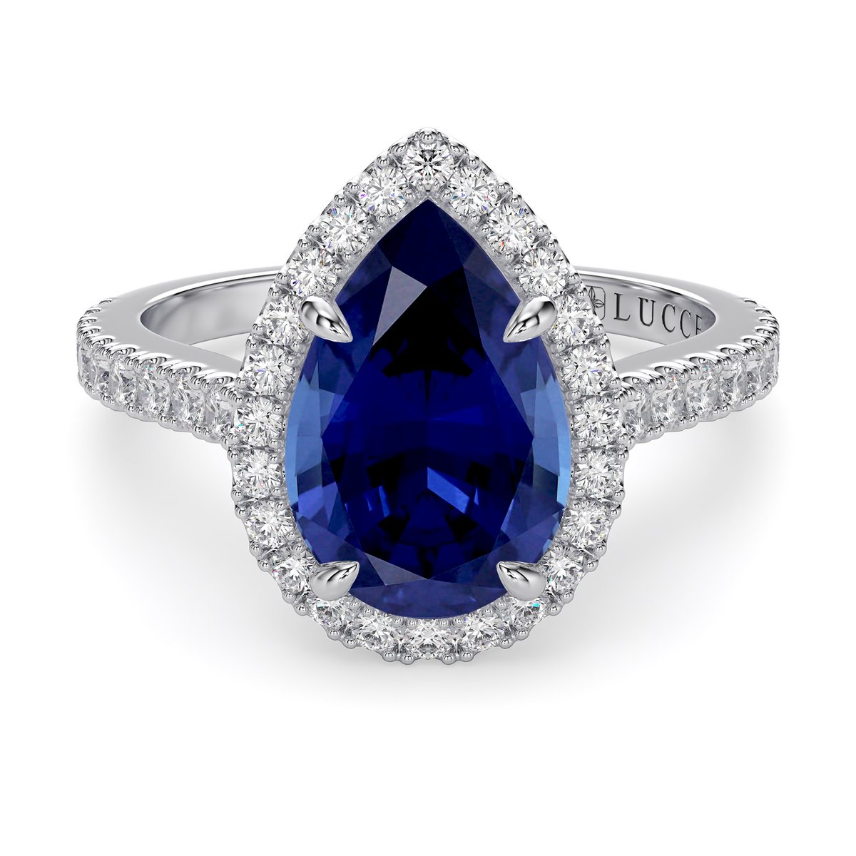 Load image into Gallery viewer, LUCCE MONTEVALLE™ Pear AURORA™ Blue Sapphire 1.00ct 14K White Gold
