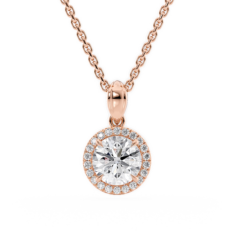 Load image into Gallery viewer, LUCCE Round cut Diamond necklace with Halo Pendant Necklace in Gold or Platinum
