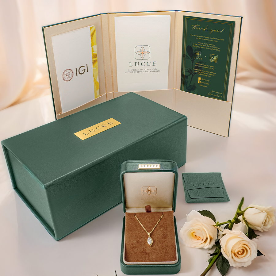 Load image into Gallery viewer, LUCCE CONSTANCE™ Solitaire Marquise Necklace Lab Diamond 1.26ct E VVS2 IGI 18K Yellow Gold
