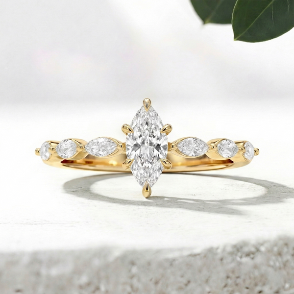 LUCCE PAULA™ Marquise Lab Diamond 0.52ct D VVS2 IGI 14K Yellow Gold