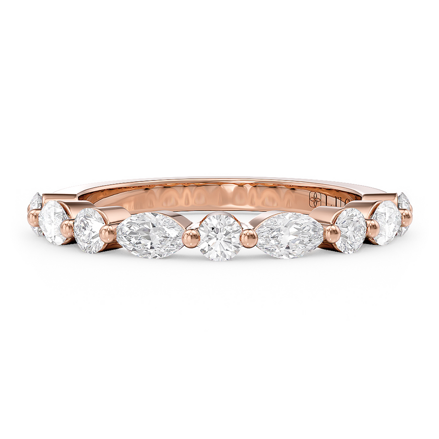 Load image into Gallery viewer, LUCCE Alternating Marquise and Round Diamond Wedding Ring in Gold or Platinum
