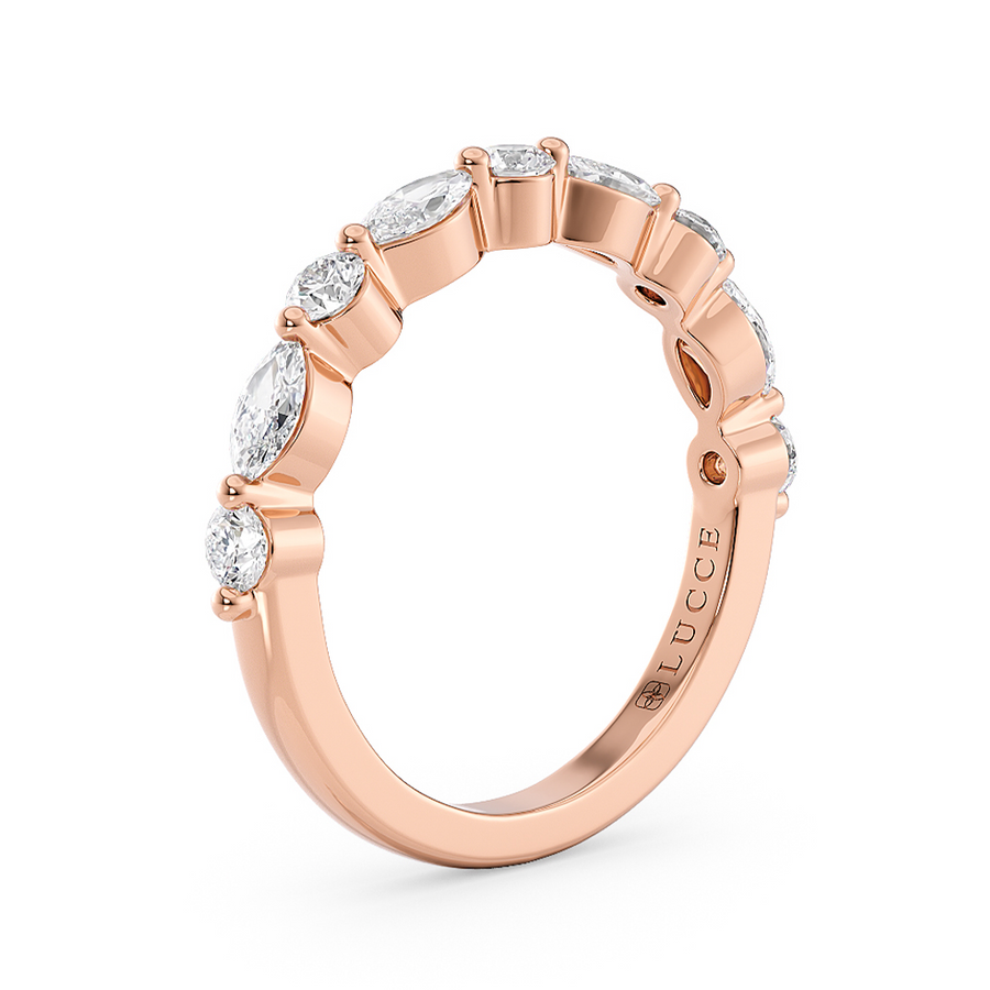 Load image into Gallery viewer, LUCCE Alternating Marquise and Round Diamond Wedding Ring in Gold or Platinum
