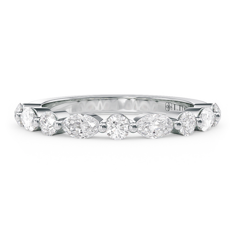 Load image into Gallery viewer, LUCCE Alternating Marquise and Round Diamond Wedding Ring in Gold or Platinum

