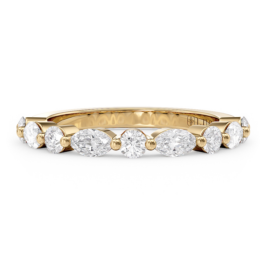 Load image into Gallery viewer, LUCCE Alternating Marquise and Round Diamond Wedding Ring in Gold or Platinum
