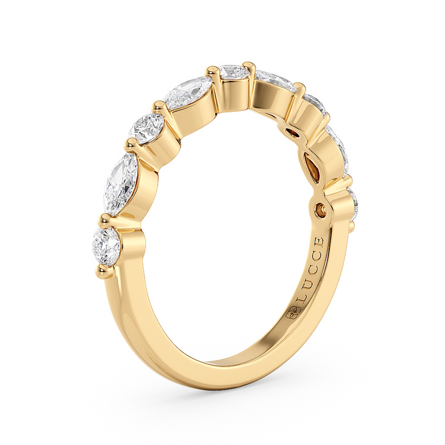 Load image into Gallery viewer, LUCCE Alternating Marquise and Round Diamond Wedding Ring in Gold or Platinum
