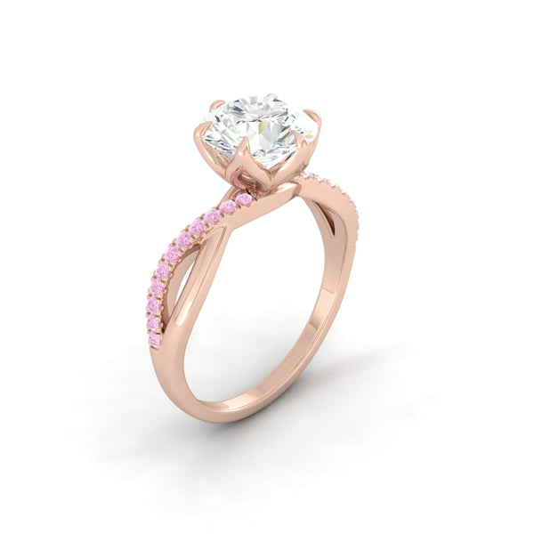 Lucce Fiore Sei Rosé Round Moissanite