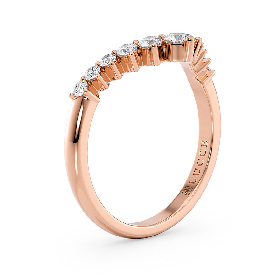 Load image into Gallery viewer, LUCCE Chevron Round Diamond Wedding Ring in Gold or Platinum
