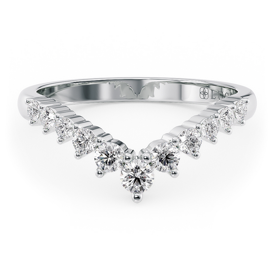 Load image into Gallery viewer, LUCCE Chevron Round Diamond Wedding Ring in Gold or Platinum
