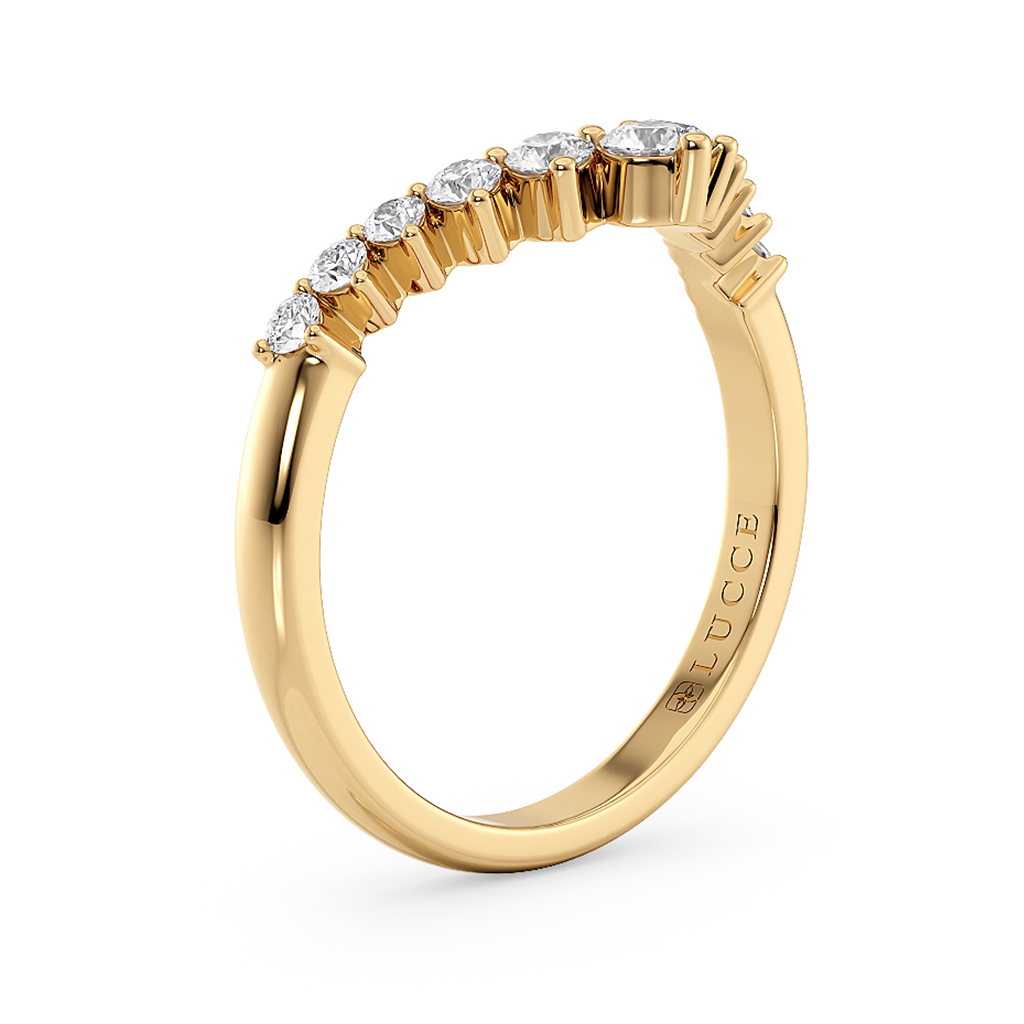 Load image into Gallery viewer, LUCCE Chevron Round Diamond Wedding Ring in Gold or Platinum
