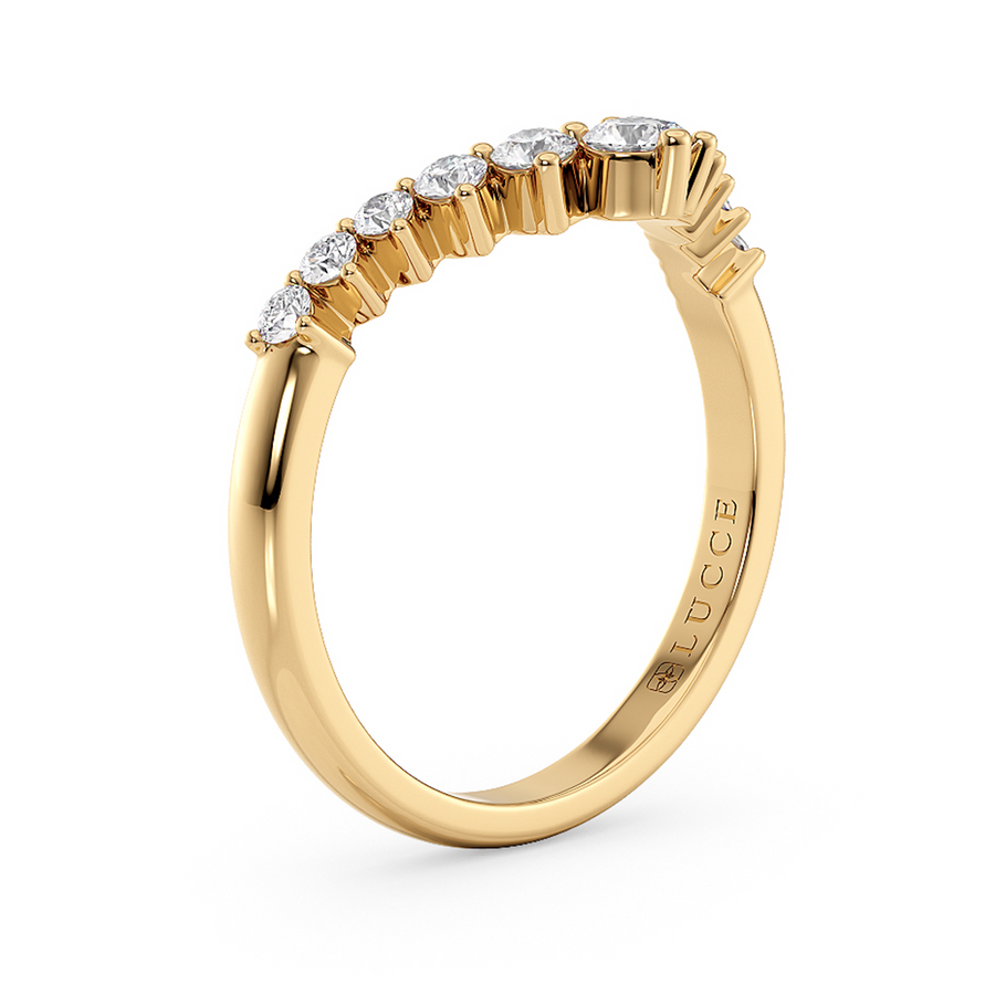 Load image into Gallery viewer, LUCCE Chevron Round Diamond Wedding Ring in Gold or Platinum
