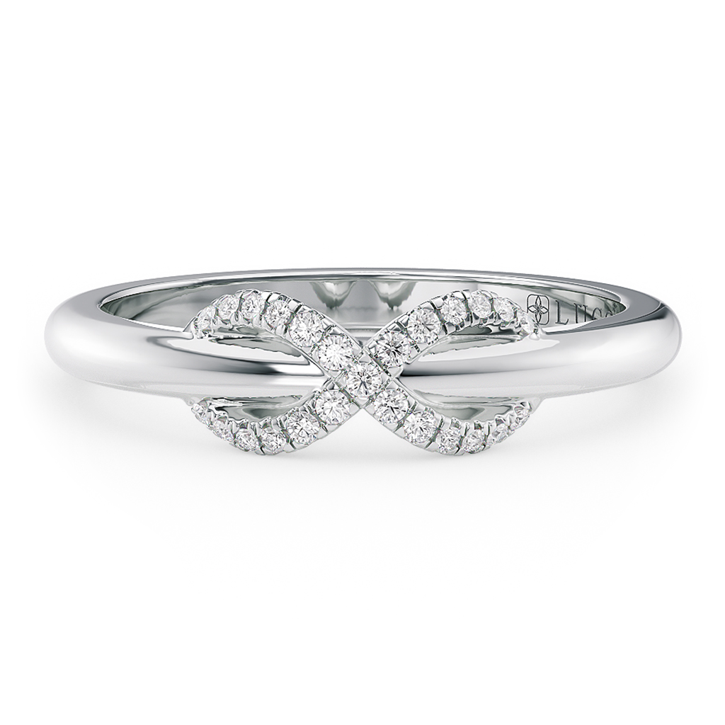Load image into Gallery viewer, LUCCE Two Tone Infinity Pavé Promise or Female Wedding Band in Gold or Platinum
