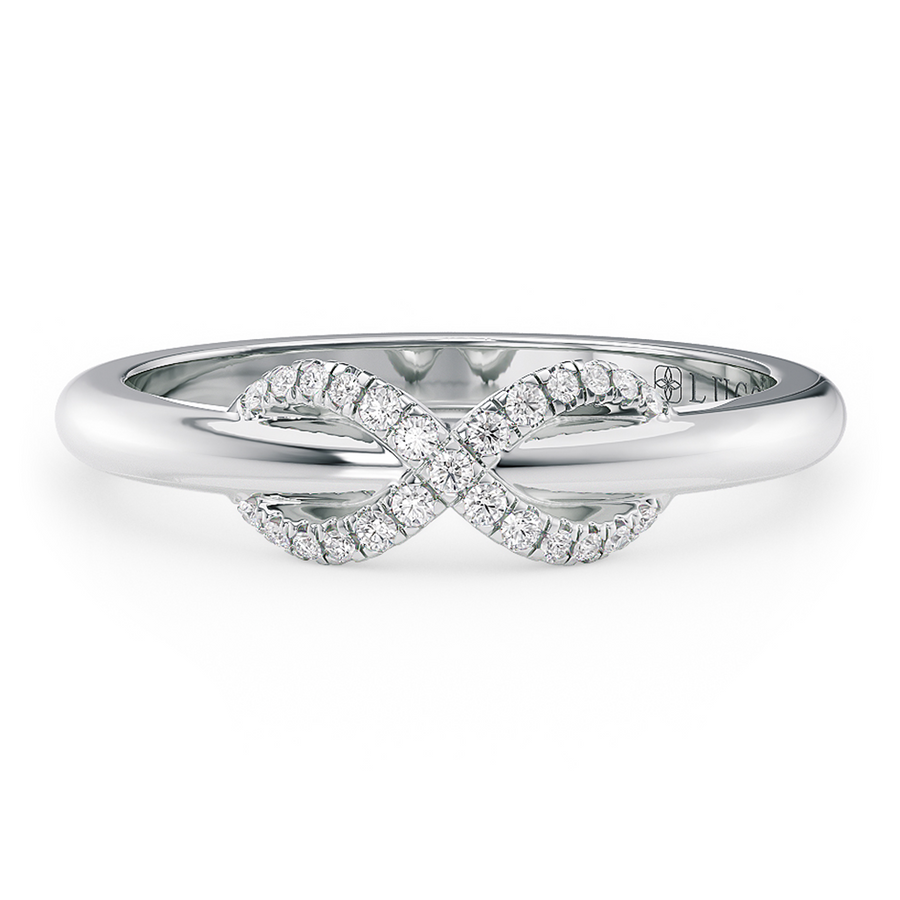 Load image into Gallery viewer, LUCCE Two Tone Infinity Pavé Promise or Female Wedding Band in Gold or Platinum

