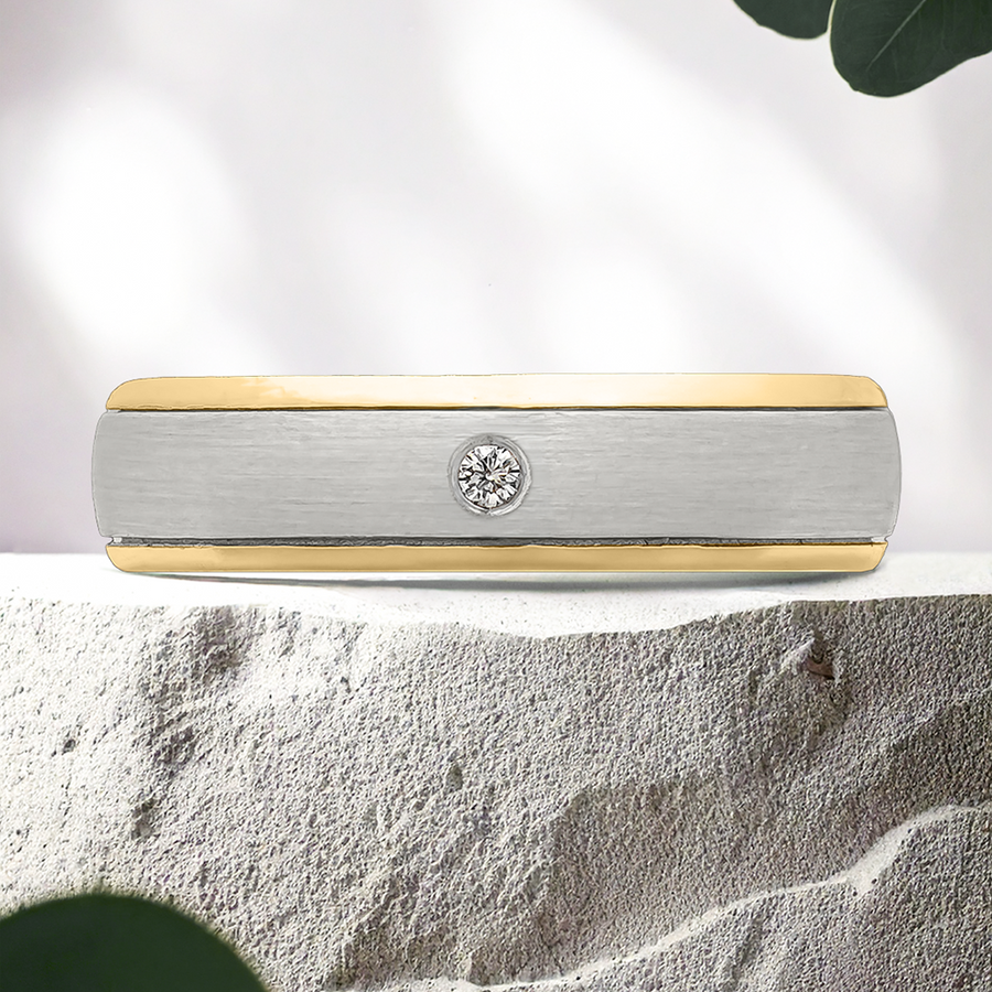 Load image into Gallery viewer, LUCCE NUFELLI™ Mi 5mm 0.02ct Natural Diamond 14K White Gold and 14K Yellow Gold
