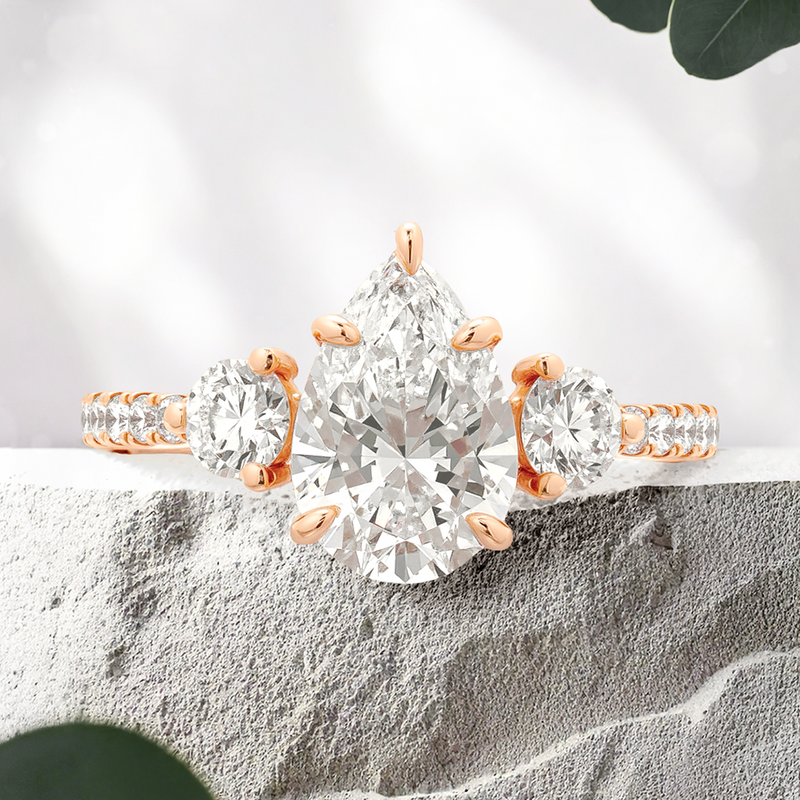 Lucce Siena Pavé Pear Lab Diamond 1.58ct D VS1 Ex IGI 18K Rose Gold