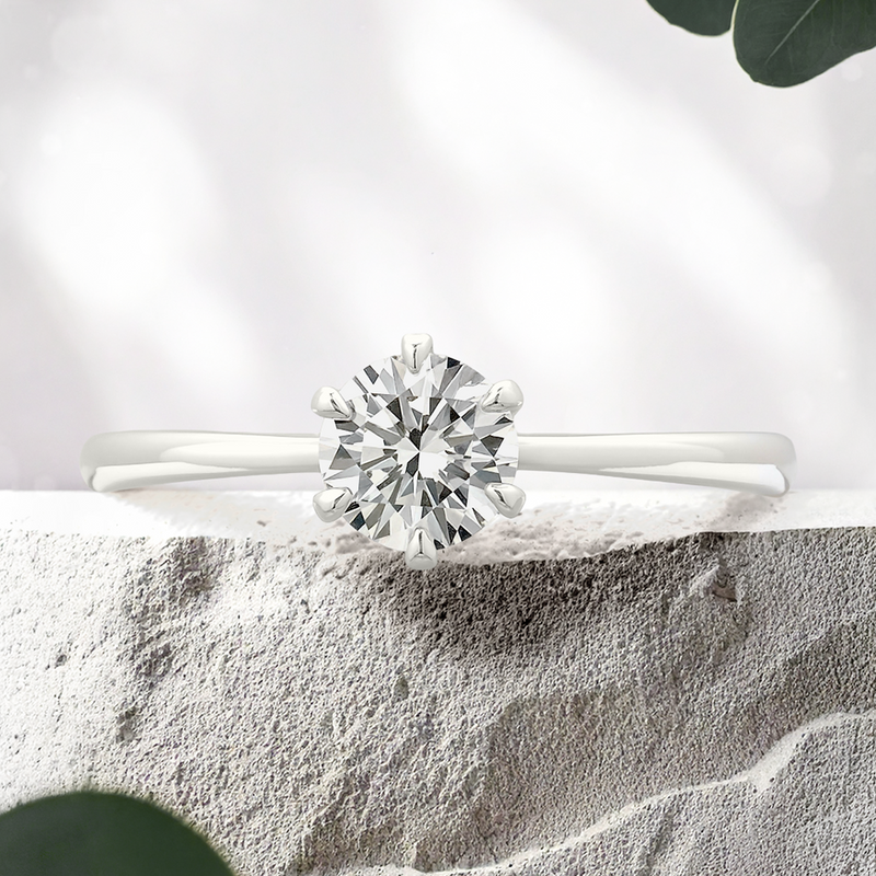 Lucce Angela Round Natural Diamond 0.50ct H VS2 Ex GIA 18K White Gold/Platinum Prongs