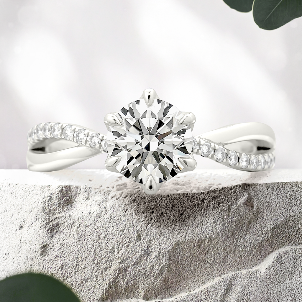 Lucce Fiore Sei Round Lab Diamond 1.03ct D IF Id IGI 14K White Gold