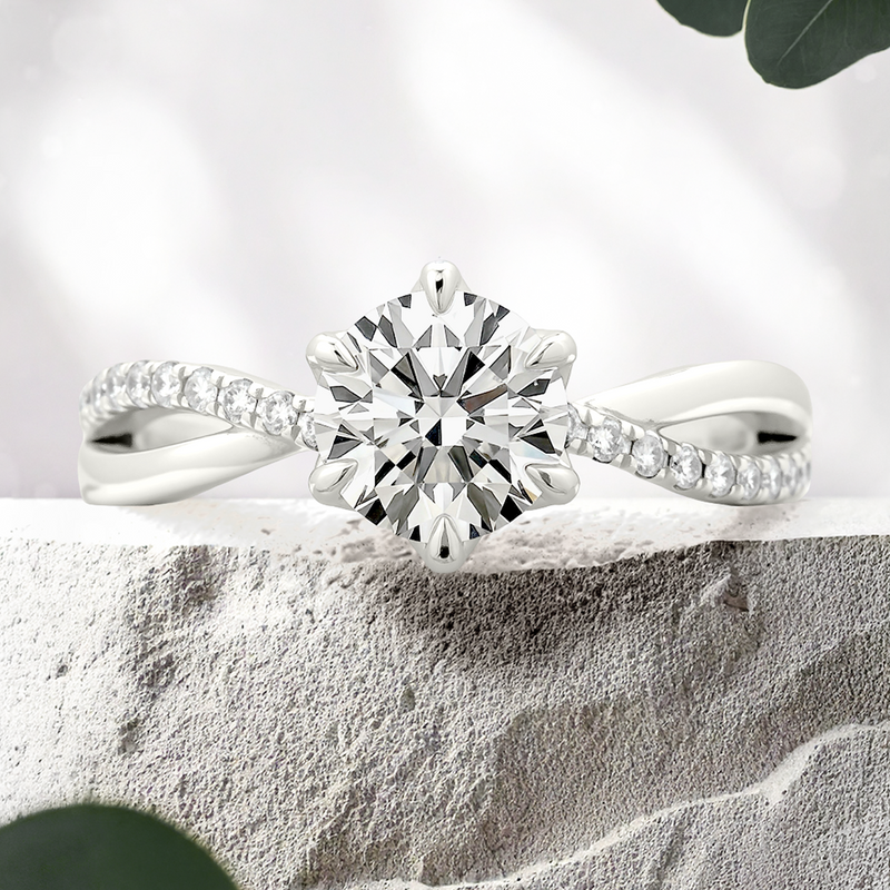 Lucce Fiore Sei Round Lab Diamond 1.03ct D IF Id IGI 14K White Gold
