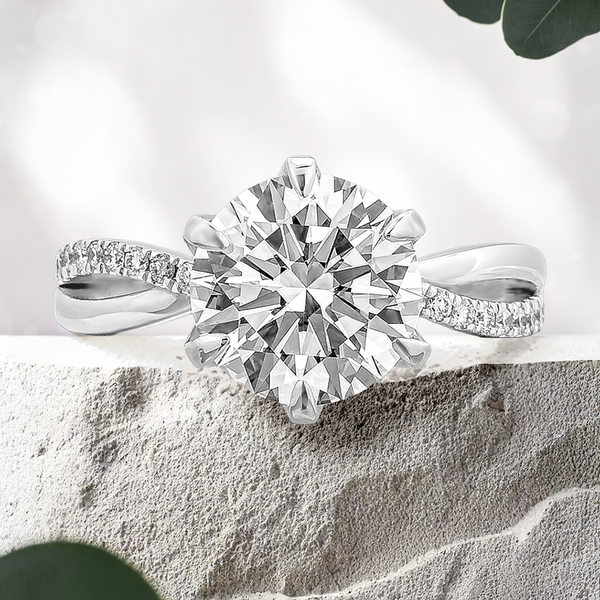 Lucce Fiore Sei Round Lab Diamond 2.50ct D VS1 Id IGI Platinum