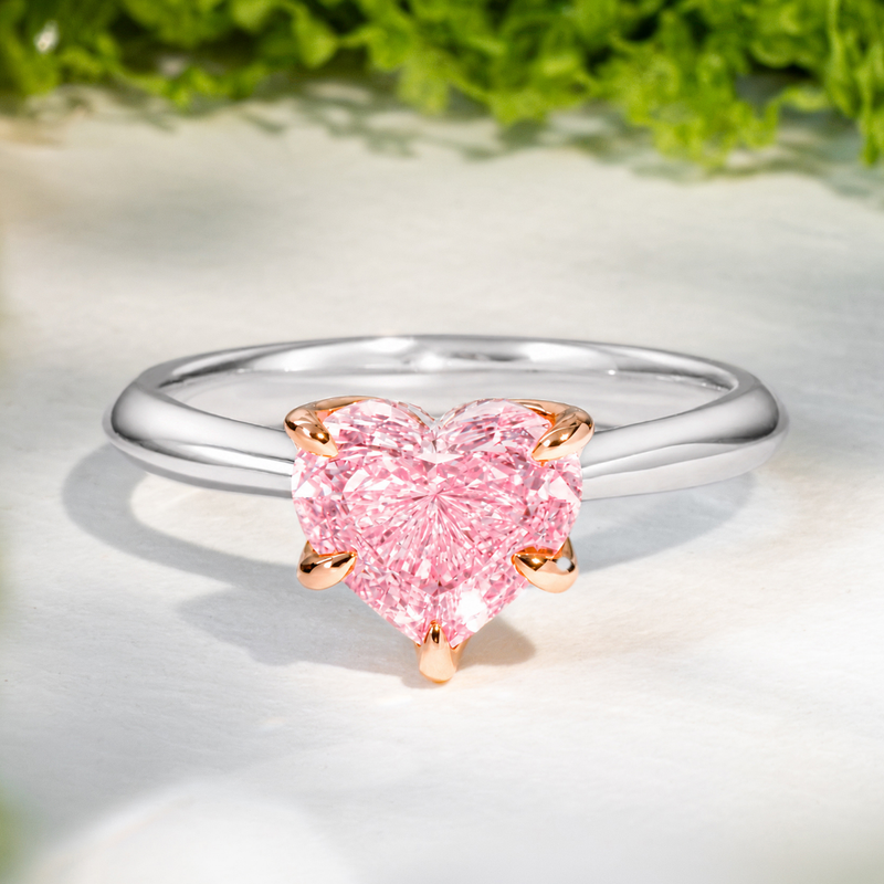 LUCCE ECUADORIAN™ Heart ROSÉ™ Pink Lab Diamond 2.01ct Fancy Intense Pink VS1 IGI Platinum and 18K Rose Gold Prongs