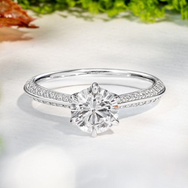 LUCCE ECUADORIAN™ Pavé Round Lab Diamond 1.08ct D VS1 Id IGI 18K White Gold