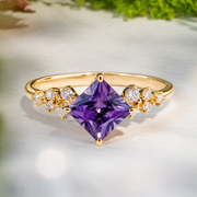 LUCCE ELLIA™ Princess AURORA™ Purple Amethyst 1.00ct 14K Yellow Gold