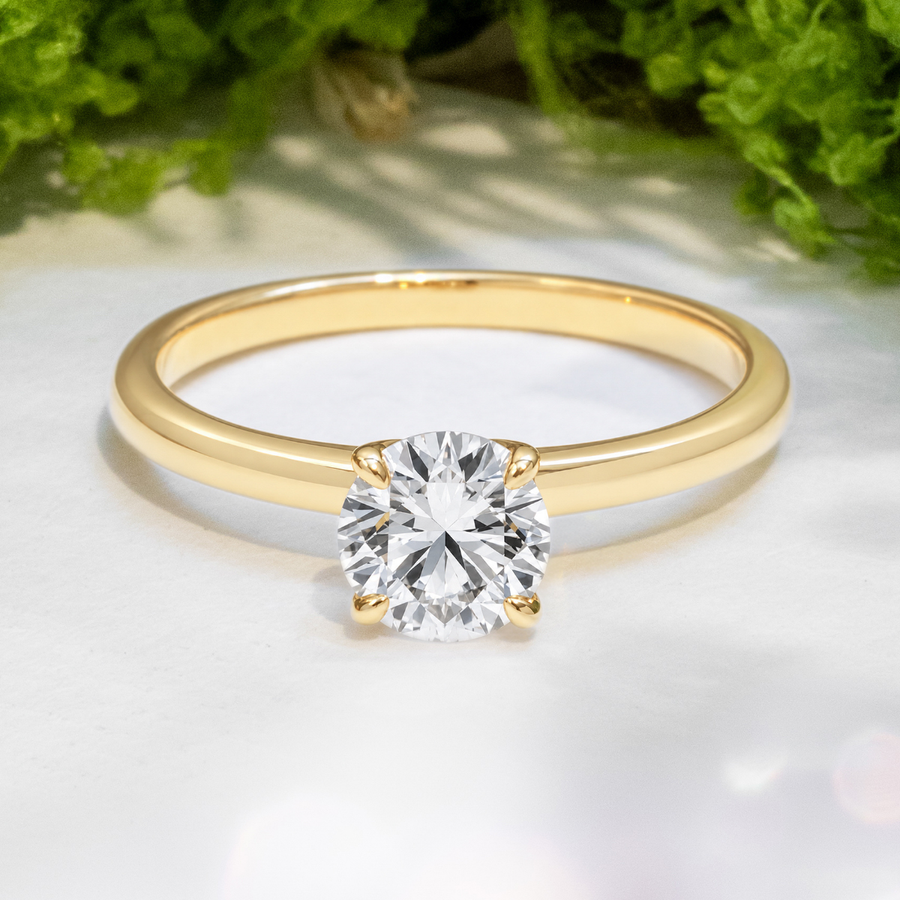 Load image into Gallery viewer, LUCCE LUCIA™ 4-Prong Round Lab Diamond 1.05ct D VS1 Id IGI 14K Yellow Gold

