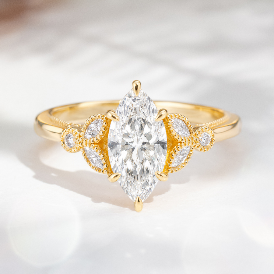 Load image into Gallery viewer, LUCCE STELLA™ Marquise Lab Diamond 1.28ct E VVS2 IGI 18K Yellow Gold
