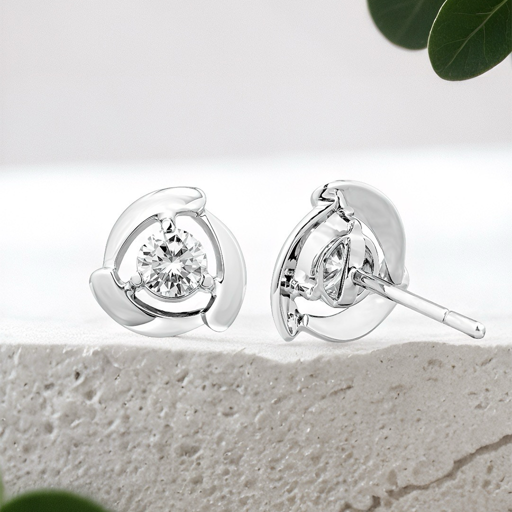 Load image into Gallery viewer, LUCCE AMANDA™ Round Earrings 0.96ctw CELESTE™ Moissanite 14K White Gold
