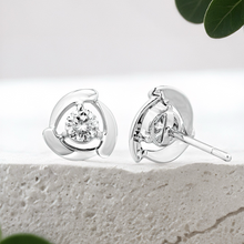 Load image into Gallery viewer, Lucce Amanda Round Earrings 0.96CTW Celeste Moissanite 14K White Gold

