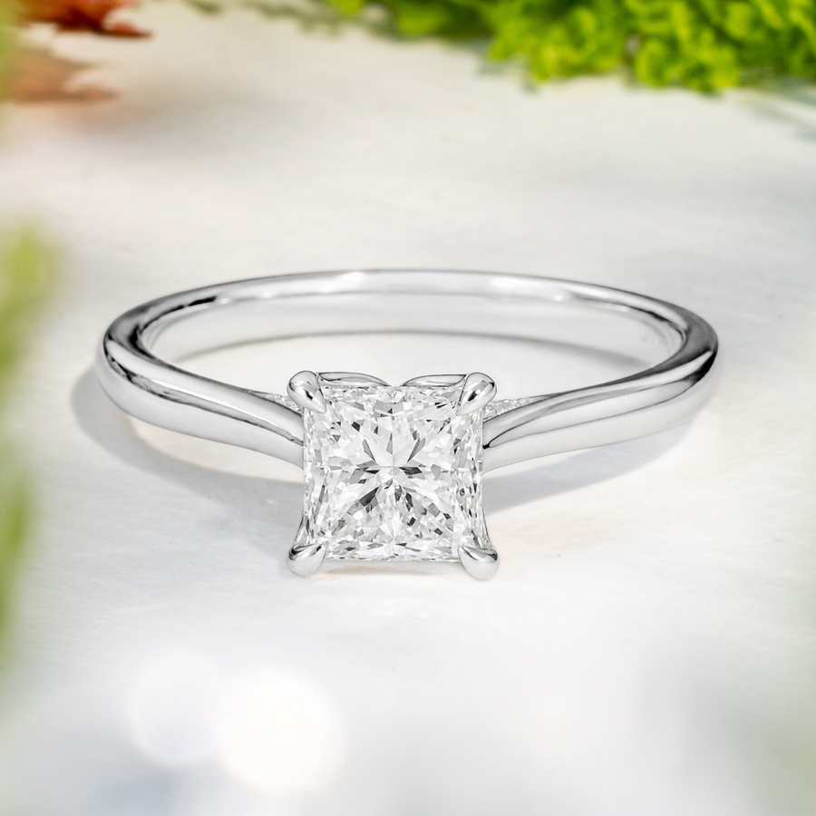 Load image into Gallery viewer, LUCCE AZALEA™ Princess Natural Diamond 1.02ct I VS2 GIA 18K White Gold
