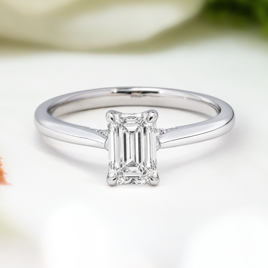 Load image into Gallery viewer, LUCCE AZALEA™ Emerald Lab Diamond 1.05ct D VVS2 IGI 14K White Gold
