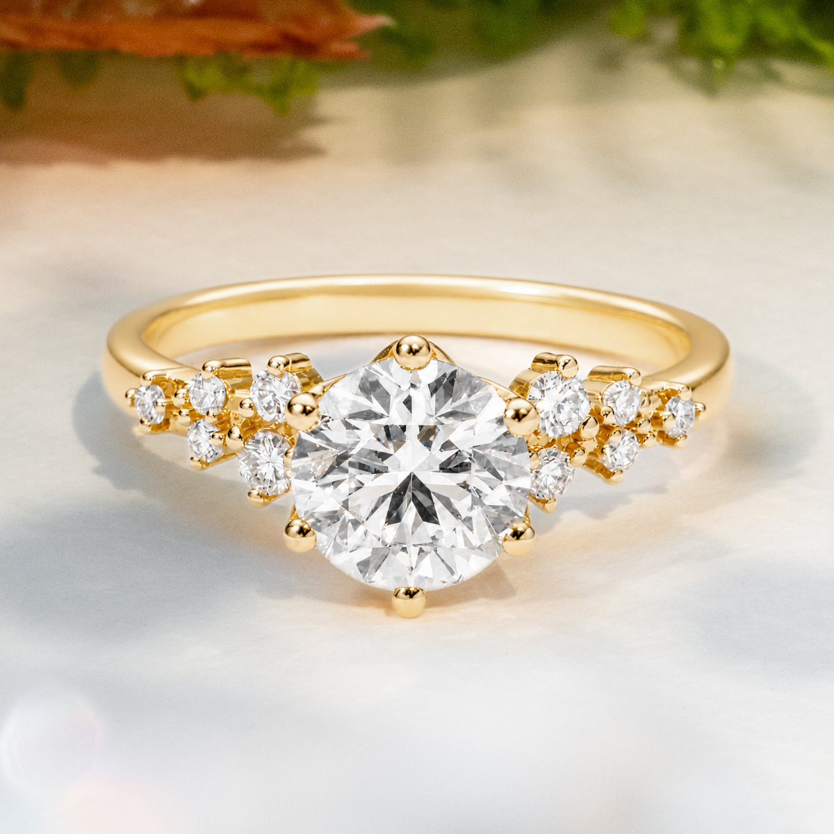 Load image into Gallery viewer, LUCCE ELLIA™ Round Lab Diamond 1.36ct D VVS2 Id IGI 18K Yellow Gold
