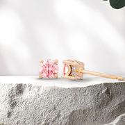 LUCCE KAELA™ Rosé Round Earrings Lab Diamond 0.66ctw (0.60ctw Fancy Pink VS1 Id IGI) 18K Rose Gold