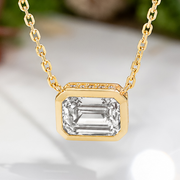 LUCCE CARLISLE™ Emerald Necklace Lab Diamond D VS1 2.02ct 14K Yellow Gold