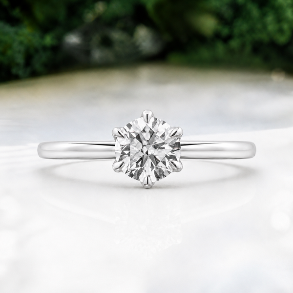 LUCCE AZALEA™ Round Natural Diamond 0.50ct H VS2 Ex GIA Platinum