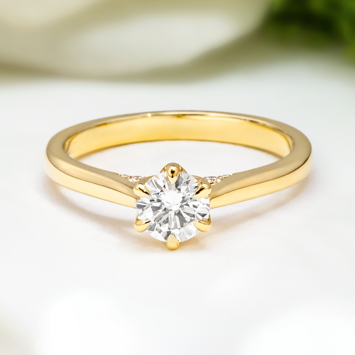 Load image into Gallery viewer, LUCCE AZALEA™ Round Natural Diamond 0.50ct I VS2 Ex GIA 18K Yellow Gold
