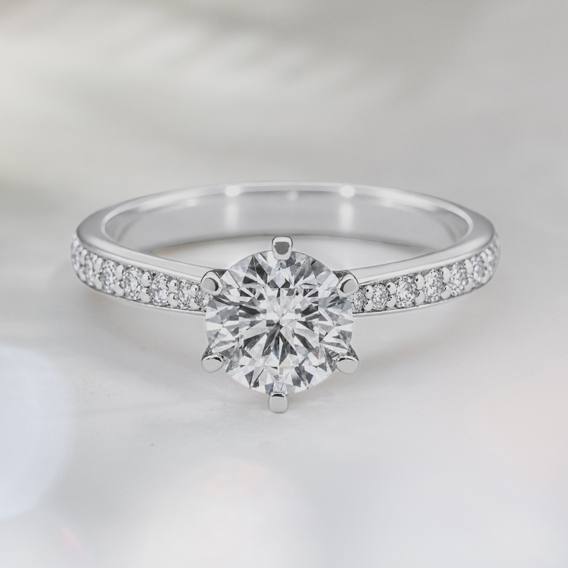 LUCCE ANGELA™ Pavé Round Lab Diamond 1.03ct D VS1 Id IGI 14K White Gold