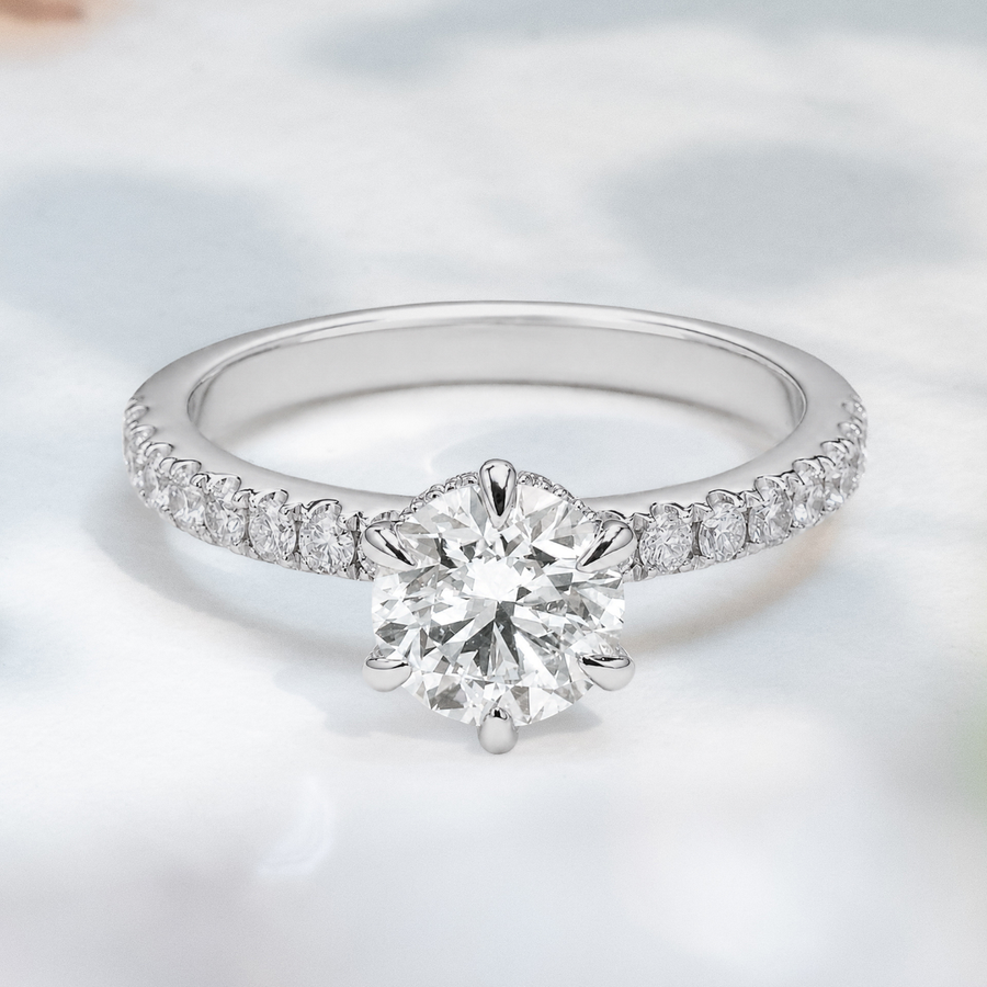 Load image into Gallery viewer, LUCCE VERONA™ Pavé Round Natural Diamond 1.00ct I VVS2 Ex GIA 18K White Gold
