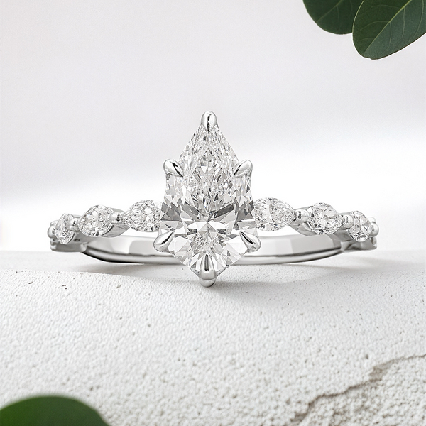 Lucce Paula Pear Lab Diamond 1.08ct D VVS2 Ex IGI 18K White Gold