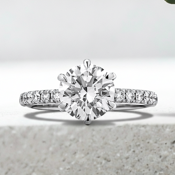 Lucce Verona Pavé 6 Prong Round 1.50ct I VS2 Ex GIA Platinum