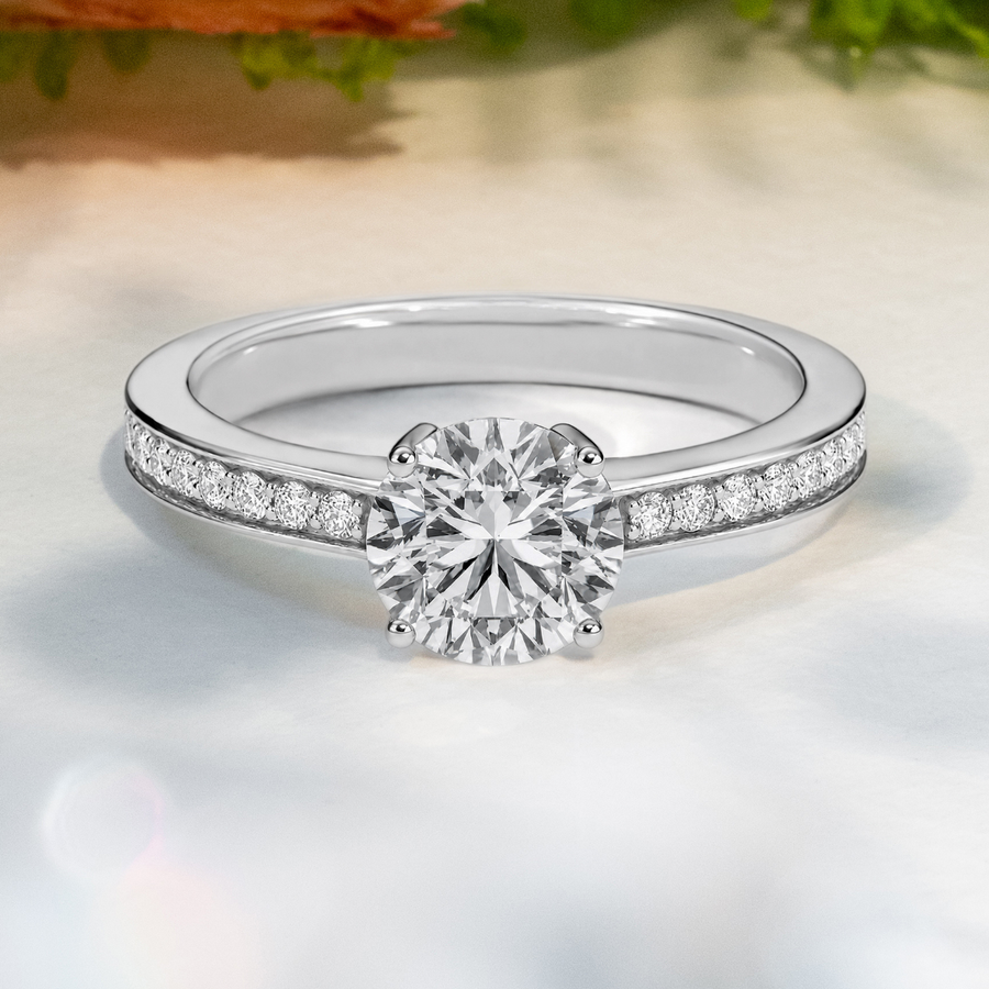 Load image into Gallery viewer, LUCCE KAELA™ Round Lab Diamond 1.05ct D VVS2 Id IGI 18K White Gold
