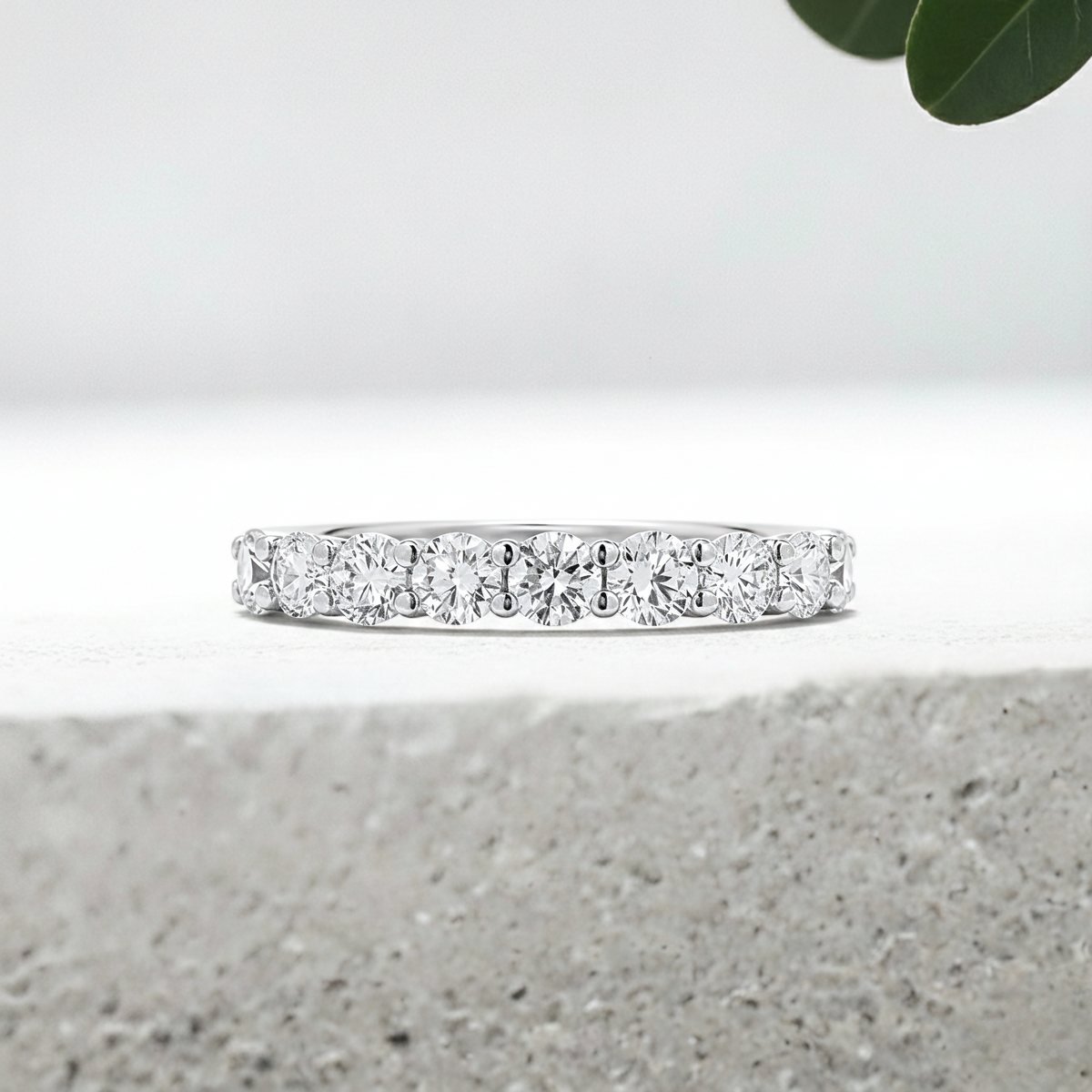 Load image into Gallery viewer, LUCCE RIVERA™ Ida 9-Stone Round 0.54ctw Natural Diamond 18K White Gold
