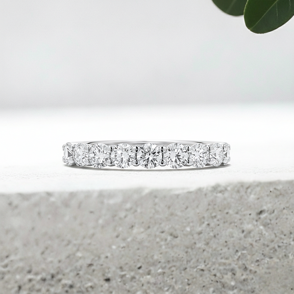 LUCCE RIVERA™ Ida 9-Stone Round 0.54ctw Natural Diamond 18K White Gold