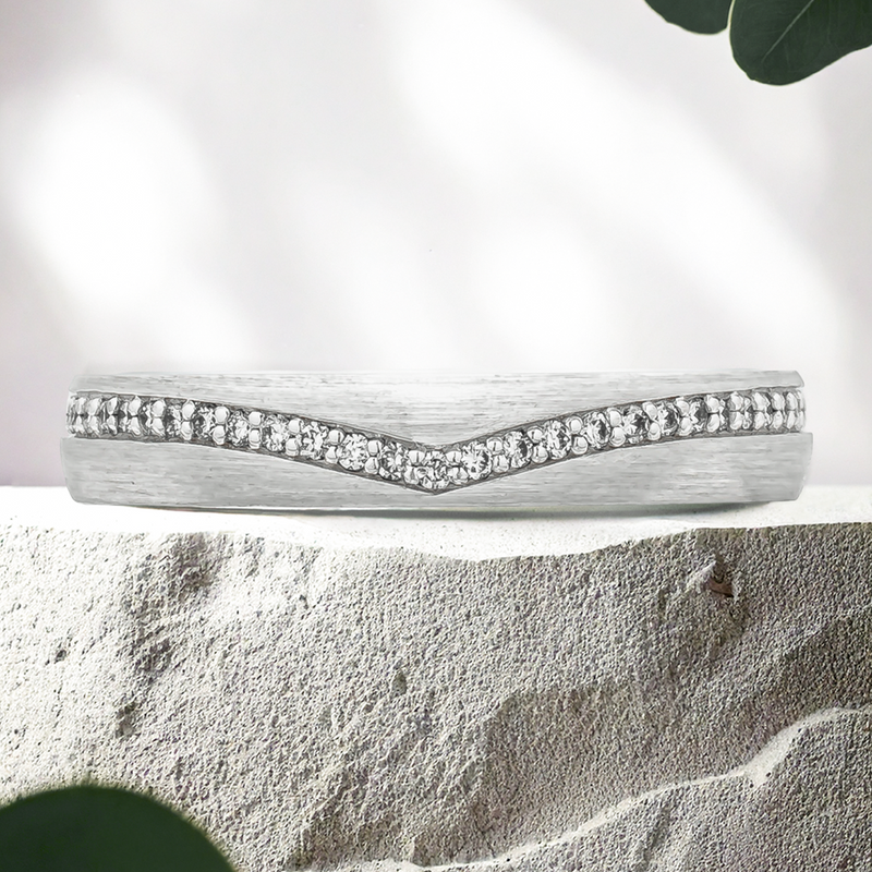 Lucce Caleb Luxe Brushed 4mm 14K White Gold