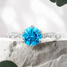 Load image into Gallery viewer, Lucce Paula Ocean Blue Lab Diamond 1.25ct Fancy Vivid Blue VS1 Id IGI Platinum
