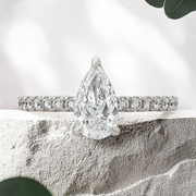 LUCCE LUCIA™ Halo Pavé Pear Natural Diamond 0.79ct D VS2 GIA Platinum