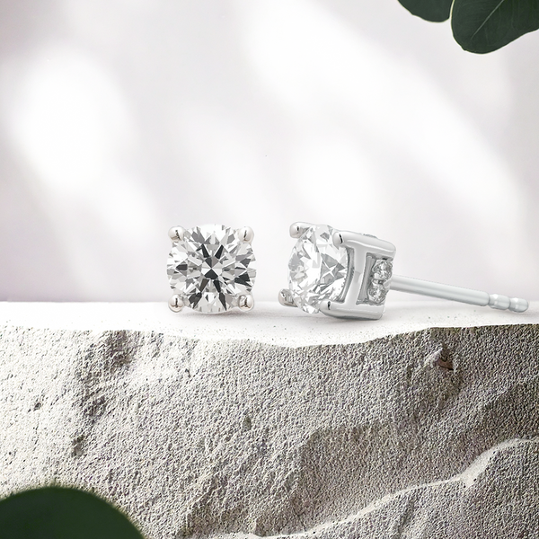 Lucce Kaela Round Earrings Natural Diamond 0.74CTW D VS1 Ex GIA Platinum