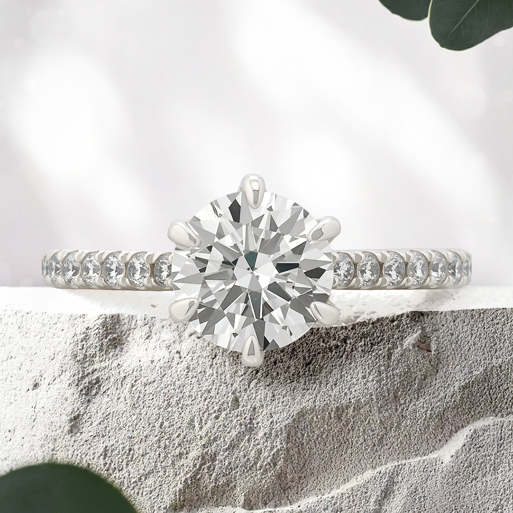 Lucce Azalea Pavé Round Lab Diamond 1.26ct D VVS2 Ex GIA Platinum